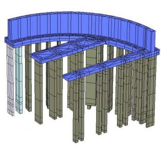 Posadowienie silosu w Małogoszczy na baretach (2008 r.). Budowa dotyczyła posadowienia jednego z największych silosów na klinkier w Polsce, o średnicy 55 m, wysokości 70 m i pojemności około 136 tys ton. Szczególnym problemem było ograniczenie skręcania i