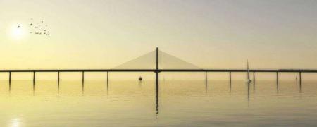 Projekt mostu drogowo-kolejowego w Danii. Źródło: DISSING+WEITLING