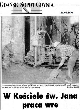 1. Zdjęcie przedstawia informację w lokalnej prasie o realizowanych pracach. Fot. z archiwum Keller Polska sp. z o.o.