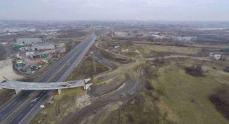 Budowa S7 od węzła Rybitwy (Christo Botewa) do węzła  Igołomska z przeprawą mostową przez Wisłę W Krakowie. Fot. GDDKiA