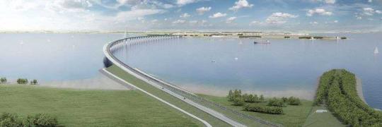 Projekt mostu drogowo-kolejowego w Danii. Źródło: DISSING+WEITLING