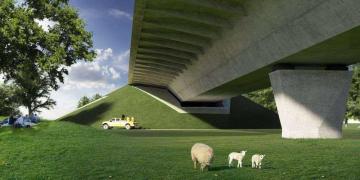 Projekt mostu drogowo-kolejowego w Danii. Źródło: DISSING+WEITLING