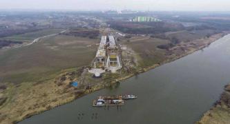 Budowa S7 od węzła Rybitwy (Christo Botewa) do węzła  Igołomska z przeprawą mostową przez Wisłę W Krakowie. Fot. GDDKiA