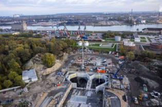 Plac budowy tunelu pod Martwą Wisłą w Gdańsku. Fot. GIK sp. z o.o.