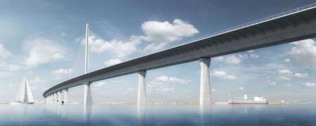 Projekt mostu drogowo-kolejowego w Danii. Źródło: DISSING+WEITLING