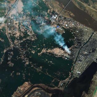 Natori (prefektura Miyagi) - dzień po trzesięniu ziemi / Fot. GeoEye