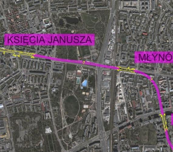 Planowany przebieg wolskiego odcinka II linii metra w Warszawie. Z archiwum Metra Warszawskiego