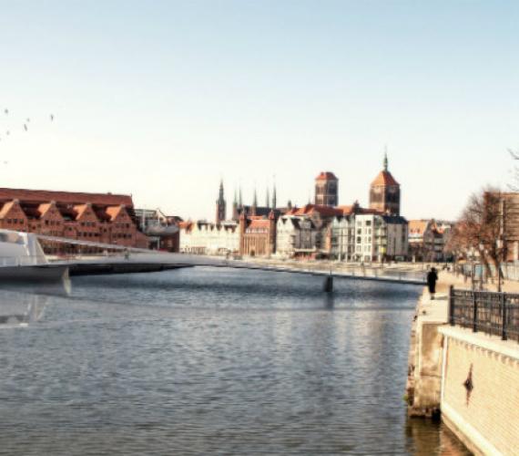 Wizualizacja kładki, łączącej nabrzeże Motławy od strony starówki z Ołowianką.
Źródło: DRMG