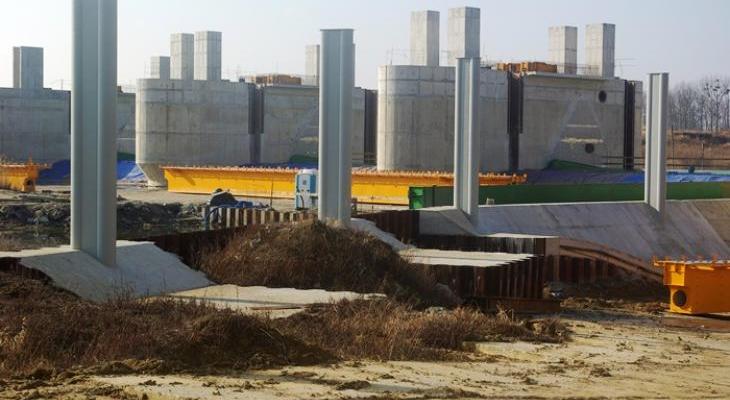 Budowa stopnia wodnego Malczyce. Stan na 2014 r. Fot. RZGW we Wrocławiu