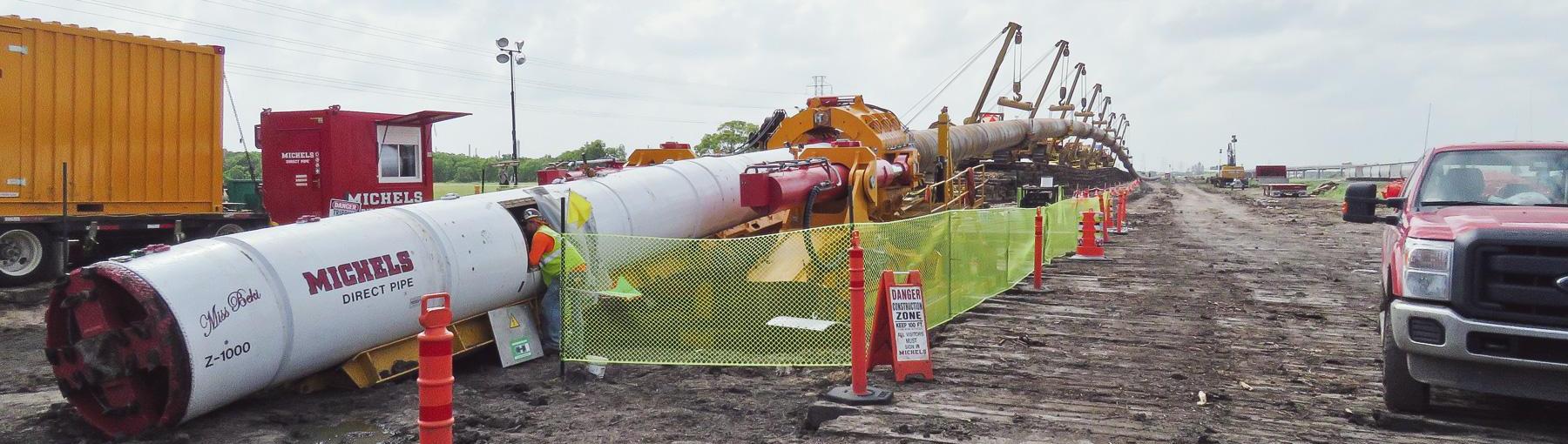 FOT. 1. Przekroczenie kanału Dow Barge było najdłuższą, ukończoną instalacją w Ameryce Północnej, wykonaną metodą Direct Pipe, w konsekwencji bijącą o 500 stóp poprzedni rekord – ustanowiony zaledwie tydzień wcześniej