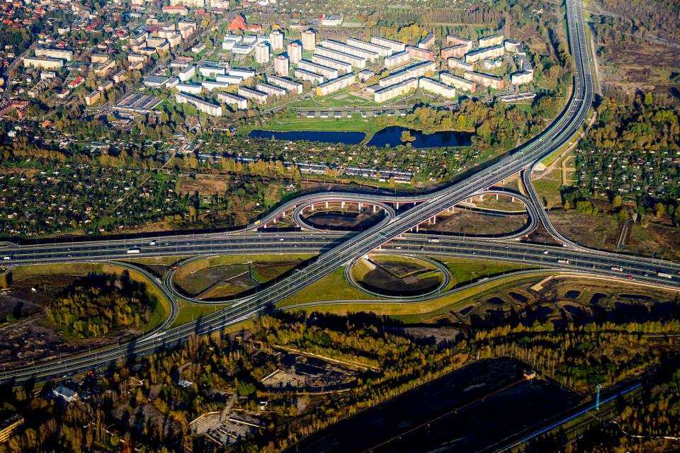 Węzeł Drogowej Trasy Średnicowej z autostradą A1 (fot. Krzysztof Krzemiński / materiały prasowe DTŚ S.A.)