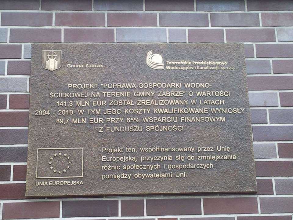 Tablica pamiątkowa / Fot. Oczyszczalnia Śródmieście, fs.zabrze.pl