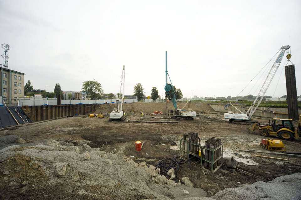 Budowa stacji Powiśle - stan na 25.08.2011 r. / fot. inzynieria.com