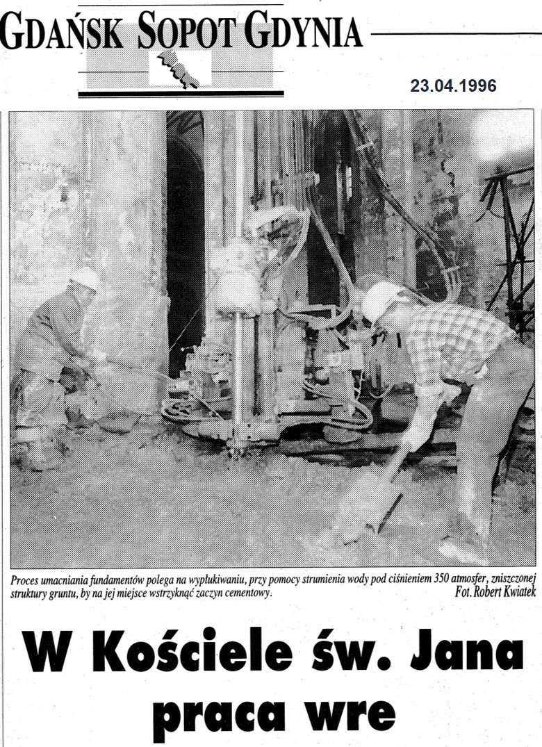 1. Zdjęcie przedstawia informację w lokalnej prasie o realizowanych pracach. Fot. z archiwum Keller Polska sp. z o.o.