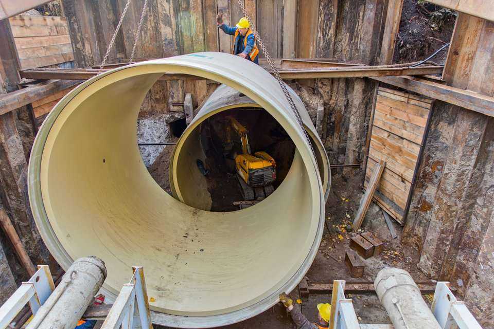 Przeciskanie rur HOBAS o średnicy OD 3600  w projekcie  Linia kolejowa E65 Warszawa - Gdynia, na obszarze LCS Gdańsk, przepust w km 3 +249